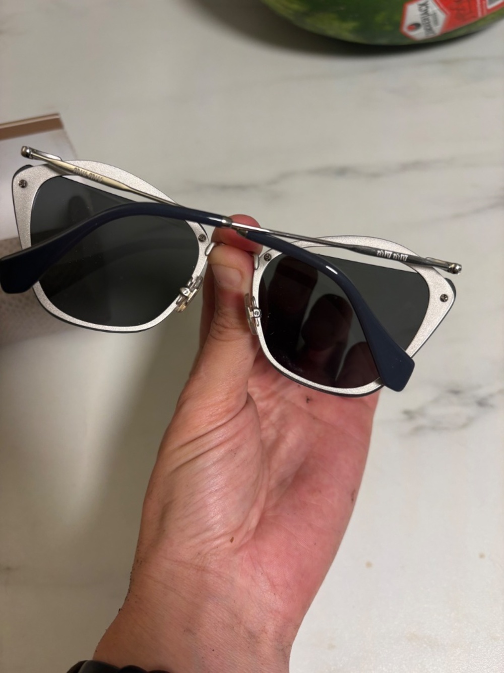 Miu Miu SMU54T KJW-7W1 Sunglasses Grey Silver Frame Grey Silver Mirror 64mm - Picture 4 of 5